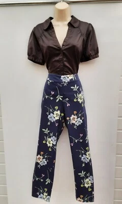 £5.99 • Buy Trousers,capri Pants,blue Floral,rockabilly,50's,60's Vintage Style,,size 10