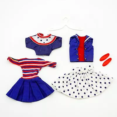 Vtg Skipper Ship Ahoy #1918 Dress Vest Shoes Mattel 1963 + MOD Polka Dots Outfit • $24.99