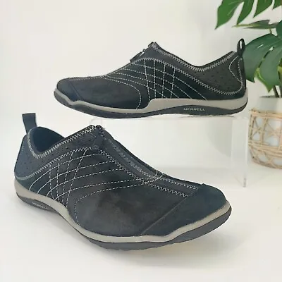 Merrell Women's Lorelei Black Leather Zip Up Athletic Sneakers Size 9.5 • $39