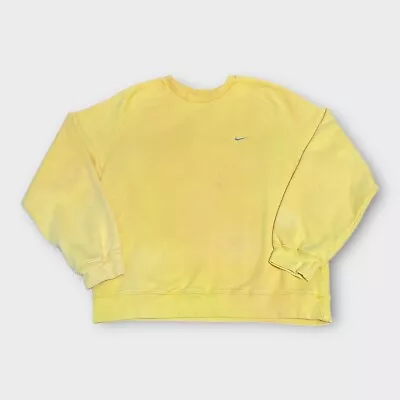 Vintage Nike Crewneck Sweatshirt Yellow Size Large Made In USA Cut Tag 90s • $15