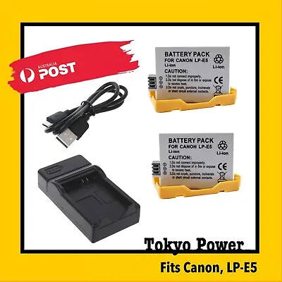 2×LP-E5 Battery For Canon EOS 1000D 450D 500D Rebel Xs Kiss X2 X3+ Micro Charger • $46.10