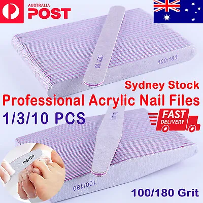 Nail Files Buffer Professional 100/180 Grit Nail Acrylic Manicure Pedicure AU • $5.28