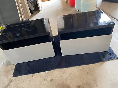 IKEA BLACK WALL HUNG BEDSIDE TABLES X 2 With Glass Top • $200
