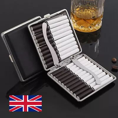 £2.99 • Buy METAL FAUX LEATHER CIGARETTE CASE Box Holder StorageTobacco 20 Cigarettes Gift