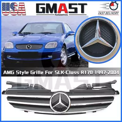 Black AMG Style Grille W/Emblem For Benz SLK-Class R170 1997-2004 SLK200 SLK320 • $169