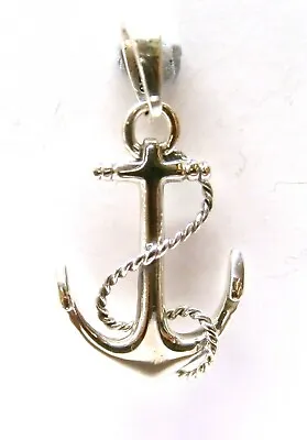 Solid 925 Sterling Silver Anchor Pendant With Rope Detail Without Chain Necklace • £13.95