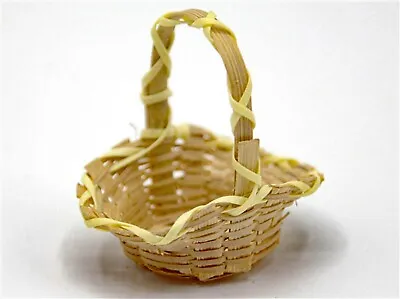 Woven Bamboo Basket With A Handle Tumdee 1:12 Scale Dolls House Miniature Do • $1.52