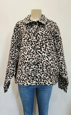 NWT Zara Leopard Print Overshirt Jacket Size L Wool Blend • $40