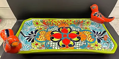 Large Castillo Talavera Mexican Pottery - Red Birds On Rectangle Platter/Dish • $39.99