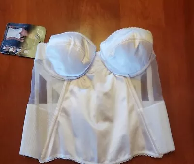 £28.96 • Buy Flattering Me White Low Back Longline Bridal Bra Bustier Petite Style 728 NWT
