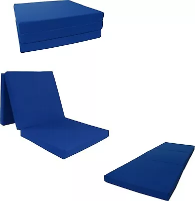 Royal Blue Portable Tri Folding Foam Beds Shikibuton Foam Density 1.8 3x27x75 • $82