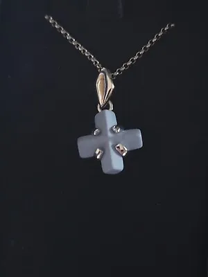 £19.86 • Buy Vtg Wedgwood Jasperware Cross Pendant Necklace Blue 17  Silver Tone Chain