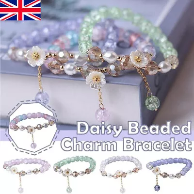 Beautiful Daisy Beaded Charm Bracelet Women Girls Childrens Jewellery Gifts • £3.24