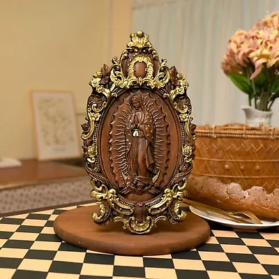 Virgin Mary Of Guadalupe Statue Solid Wood Carved Catholic Icon Vintage  10 Inch • $129.99