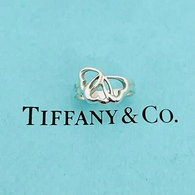 £105 • Buy Tiffany & Co- Trio Of Heart- Heart Ring - Vintage Sterling Silver- UK Size K 1/2