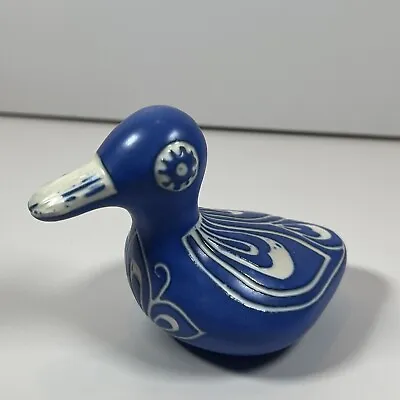 Vintage Signed Pablo Zabal Chile Blue Zoo Bird Duck Figurine Original Price Tag • $49