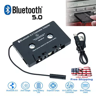 Bluetooth5.0 Car Audio Tape Cassette Adapter Converter FOR IPhone Android MP3 CD • $15.59