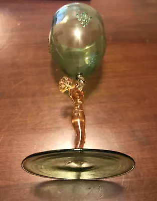 Vintage Green Stemware Wine Glass Goblet  6 Inches - Nude Lady • $19.99