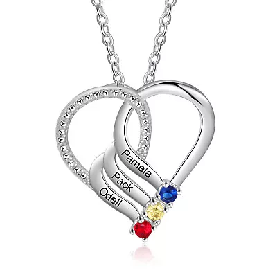 Custom Heart Necklace For Mom - Personalised Birthstone Family Name Jewelry • £17.99