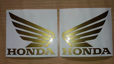 HONDA Wings  Logo Pair Left Right  TANK  Vinyl Sticker ( GOLD 10.5 X 9.5 Cm )  • £4