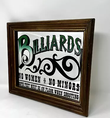 Vtg Billiards Mirror Sign No Women No Minors Game Room Pool Bar Man Cave Beer • $69.88