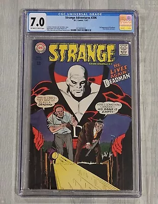 Strange Adventures #206 CGC 7.0 F/VF OW 2nd App Deadman Neal Adams DC Comic Key • £160.86