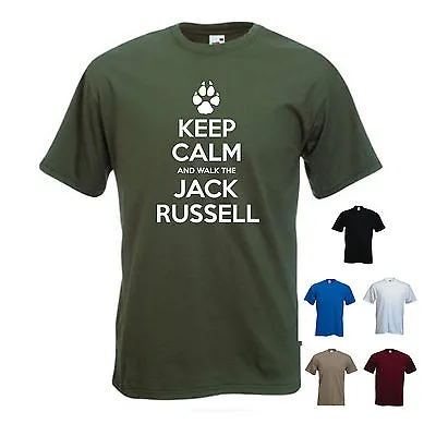 'Keep Calm And Walk The Jack Russell' Mens Funny Pet Dog Gift T-shirt.  • £11.69