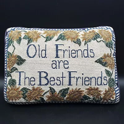 Tapestry Decorative Accent Pillow Floral Old Friends Best Vintage 11  X 8   • $14.99