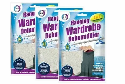 Hanging Wardrobe Dehumidifier Anti Mould Bags Absorb Damp Moisture Condensation • £4.99