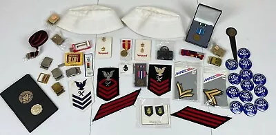 US Military Navy Officer 45pc Lot Medal Patch Badge Pin Buckle Hat For Cosplay • $107