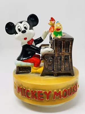 Walt Disney Mickey Mouse Piano Rotating Music Box Japan Vintage • $19.99