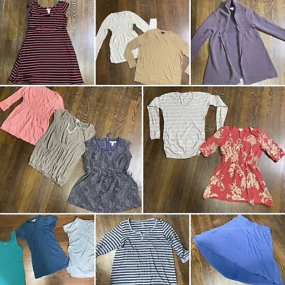 Maternity Bundle 14 Pieces Tops Sweaters Skirt Dress Sizes Extra Small (XS) -Med • £36.62