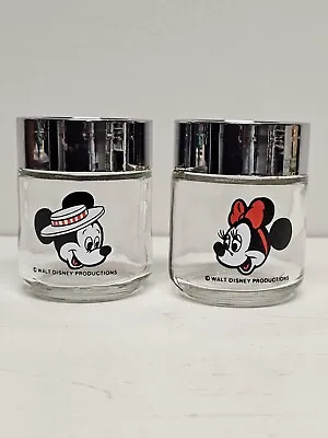 Mickey And Minnie Mouse Glass Silver Salt And Pepper Shakers • $9.99
