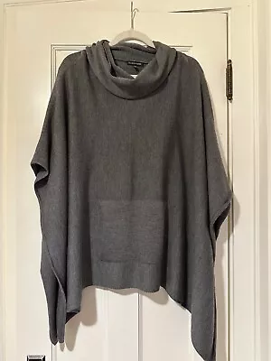 Eileen Fisher Charcoal Gray Merino Wool Cowl Neck Sweater Poncho Size S/M • $45