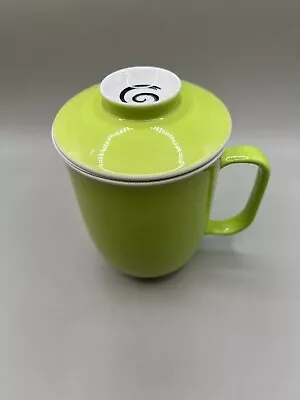 The Tea Spot Tech Teaware Green Infuser Mug Cup Strainer Lid Handle EUC • $24.95