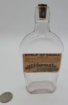 C1880s Rare MADISON Indiana HARPER DRUGGIST SQUILL SYRUP Patent Medicine Bottle • $1.99