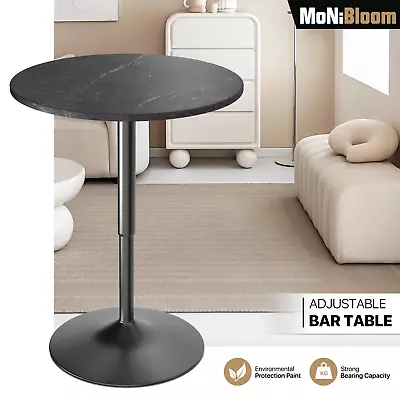 Black Round [ADJUSTABLE HEIGHT SWIVEL] Pub Bar Table Wood Marbling Tabletop Home • $71.99