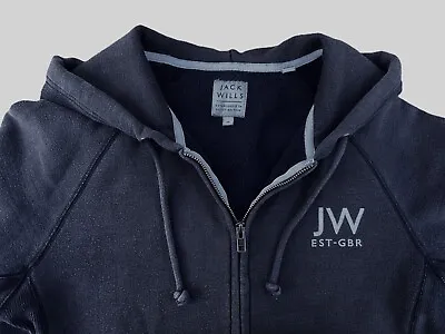 Jack Wills Mens Graphic Hoodie In Black Size Medium Full Zip Good Condition  • £9.99