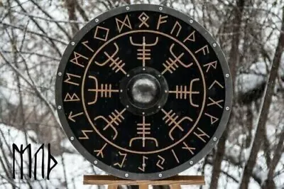 £79.45 • Buy Medieval Norse Battle Wooden Shield Viking Handmade Authentic Larp Armor Shield