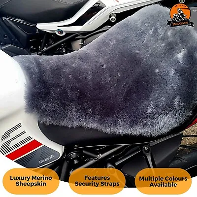 Adventure Motorcycle Premium Sheepskin Seat Cushion Pad Cover Straps Universal • $49.72