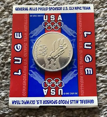 USA Commemorative Luge Olympic Medallion Coin Nagano 1998 - New - General Mills • $2.50