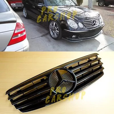 Fit Mercedes-Benz 03-06 W211 E-Class Shiny Black 5 Fin Front Grille ABS Wagon 4D • $199.20
