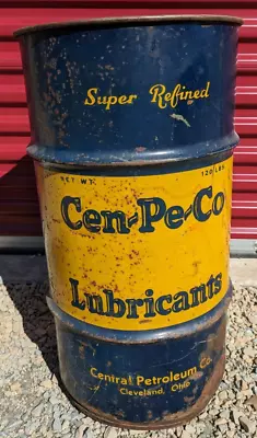 VINTAGE Cen-Pe-Co LUBRICANT 16 GALLON OIL GAS DRUM BARREL CAN TRASH GARAGE SHOP • $249.99