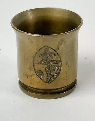 WWII Vintage Brass Shot Glass With Engraved Palm Trees Hawaii • $45