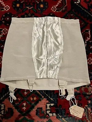 Vintage 1940’s White Embroidered Satin Panel Open Girdle 4 Garter NEW Old Stock • $212.31