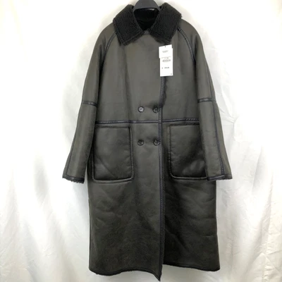 $89.99 • Buy Zara Reversible Long Double Faced Lapel Collar Coat In Brown - Size Large