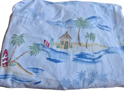 Pottery Barn Surf Island Twin Flat Sheet PBK Surfing Tiki Beach Nautical Ocean • $21