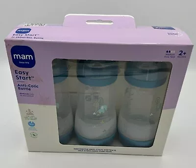 MAM Easy Start Anti-Colic Bottles 3 Pack Blue Elephants 260ml/9oz - BNIB • £22.99