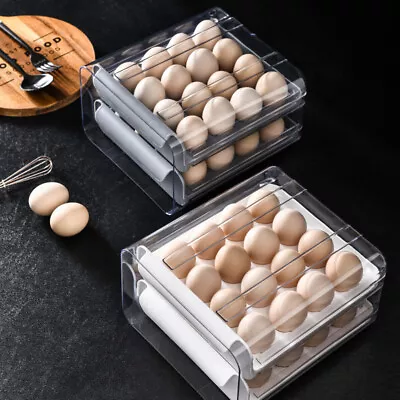 Egg Holder Box Tray Kitchen Storage Organizer Egg Refrigerator Container Case UK • £14.99