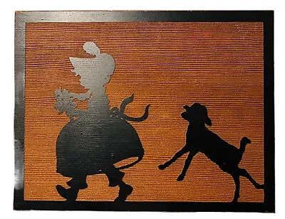 Vintage 1930’s GRAINART ETCHED WOOD SILHOUETTE Mary Lamb PLAQUE Long Bell Lumber • $35